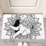 White And Black Leo Sign Print Rubber Doormat