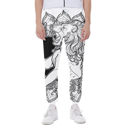 White And Black Leo Sign Print Scuba Joggers