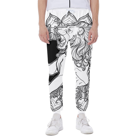White And Black Leo Sign Print Scuba Joggers