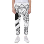 White And Black Leo Sign Print Scuba Joggers