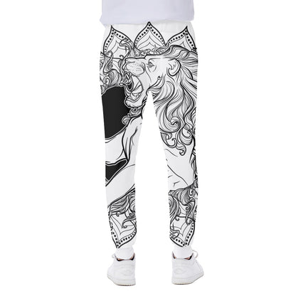 White And Black Leo Sign Print Scuba Joggers