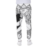 White And Black Leo Sign Print Scuba Joggers