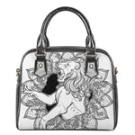 White And Black Leo Sign Print Shoulder Handbag