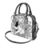 White And Black Leo Sign Print Shoulder Handbag