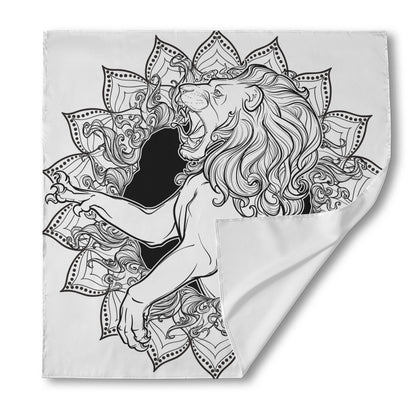 White And Black Leo Sign Print Silk Bandana