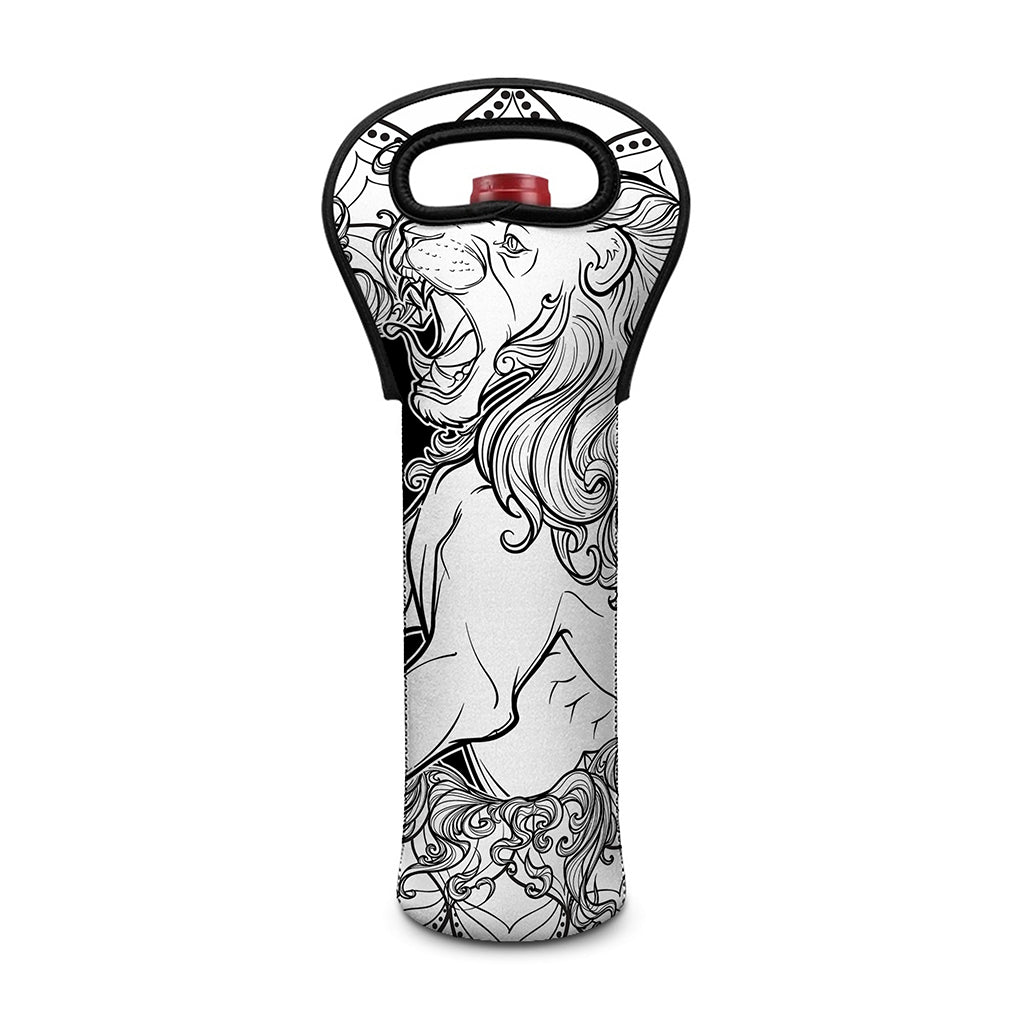 White And Black Leo Sign Print Single Neoprene Wine Tote