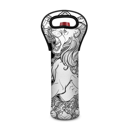 White And Black Leo Sign Print Single Neoprene Wine Tote