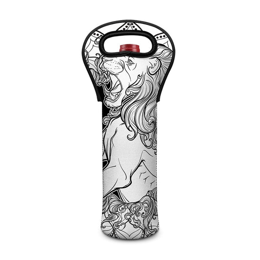 White And Black Leo Sign Print Single Neoprene Wine Tote