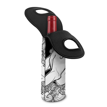 White And Black Leo Sign Print Single Neoprene Wine Tote