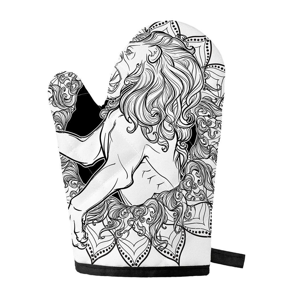 White And Black Leo Sign Print Single Oven Mitt