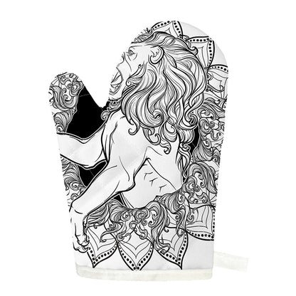 White And Black Leo Sign Print Single Oven Mitt
