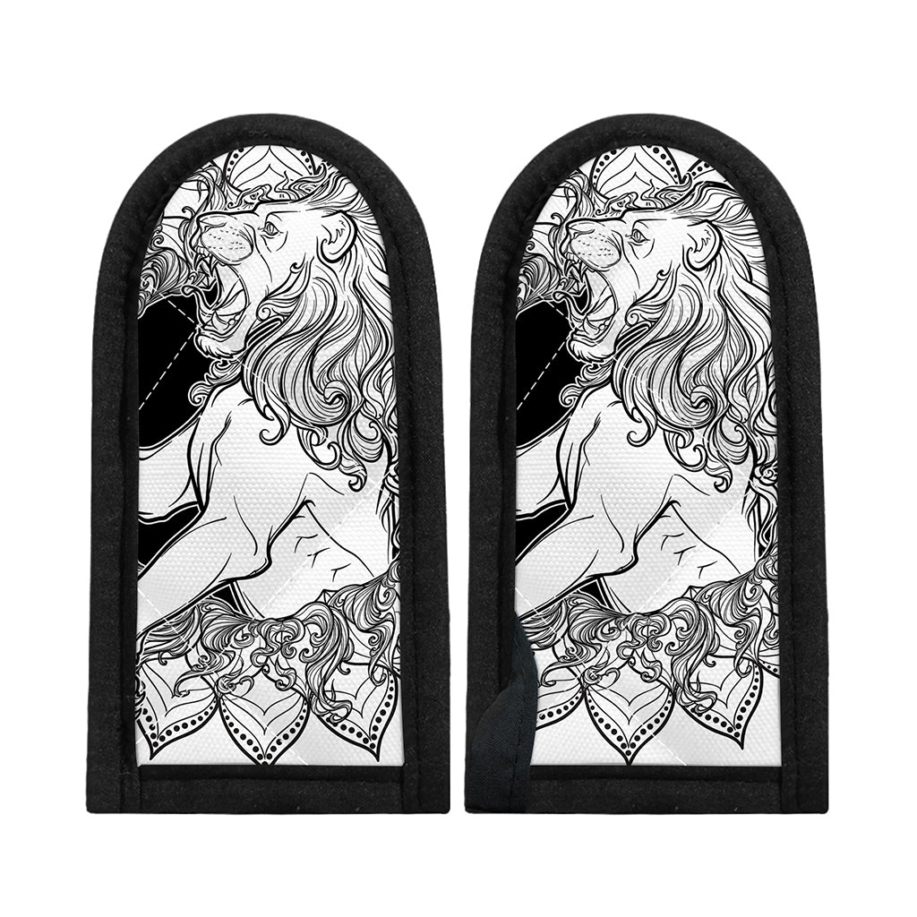 White And Black Leo Sign Print Skillet Handle Cover
