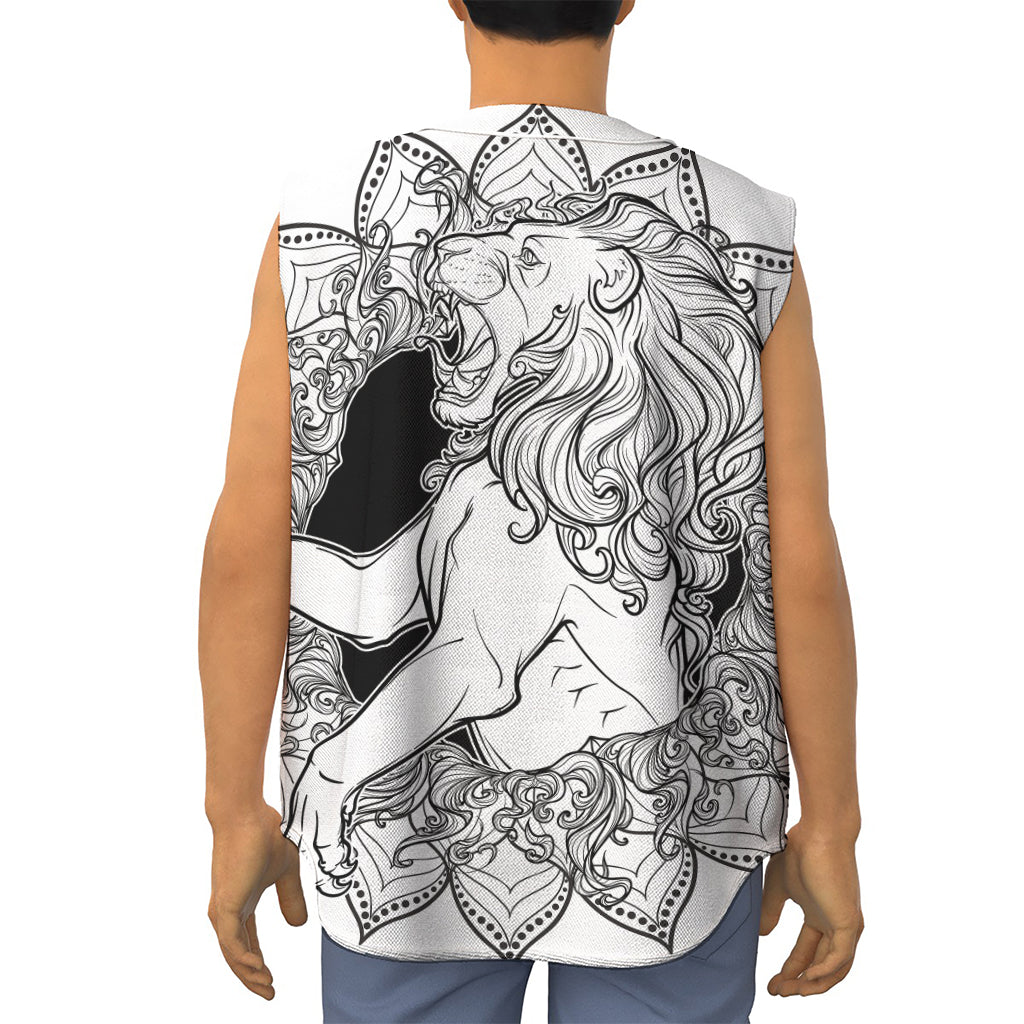 White And Black Leo Sign Print Sleeveless Baseball Jersey