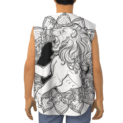 White And Black Leo Sign Print Sleeveless Baseball Jersey