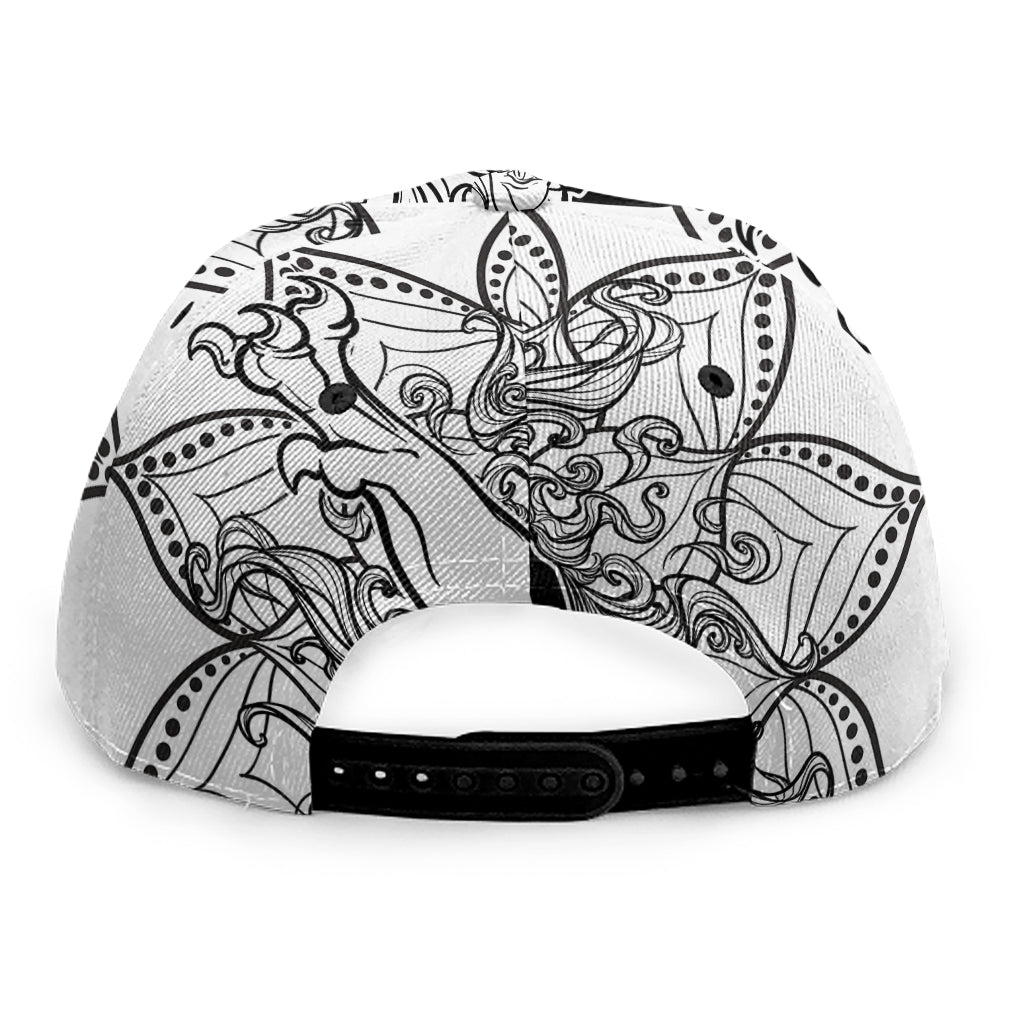 White And Black Leo Sign Print Snapback Cap