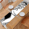 White And Black Leo Sign Print Table Runner