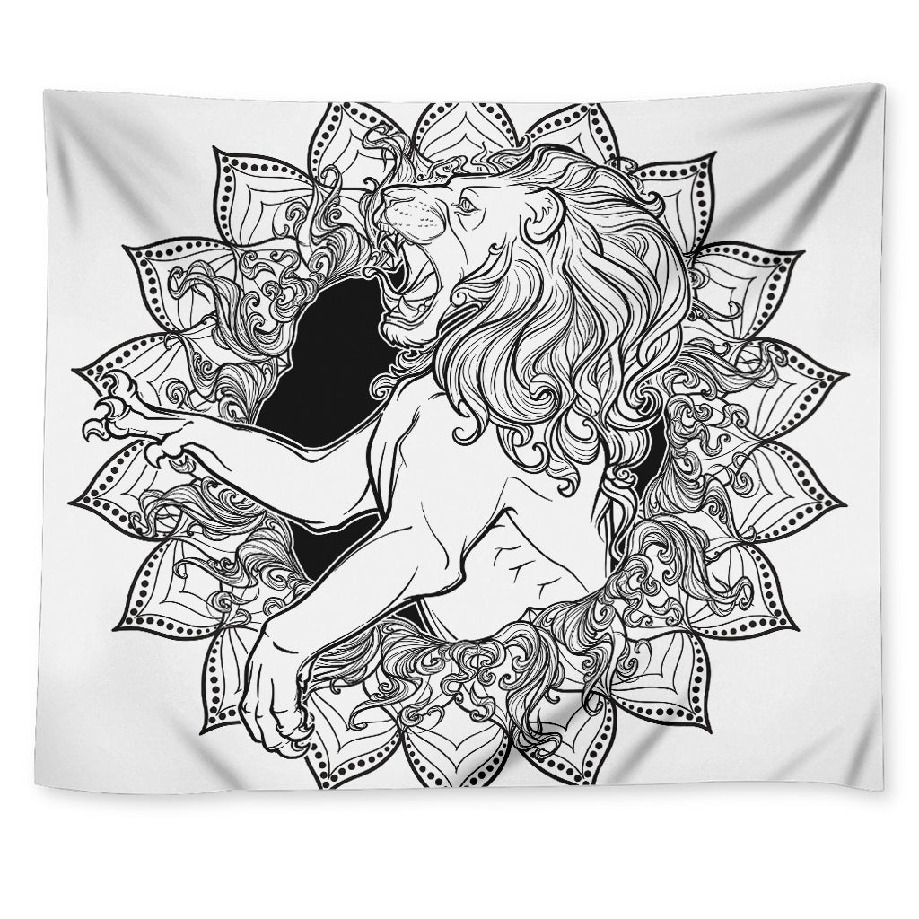 White And Black Leo Sign Print Tapestry
