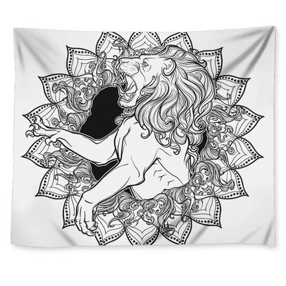 White And Black Leo Sign Print Tapestry