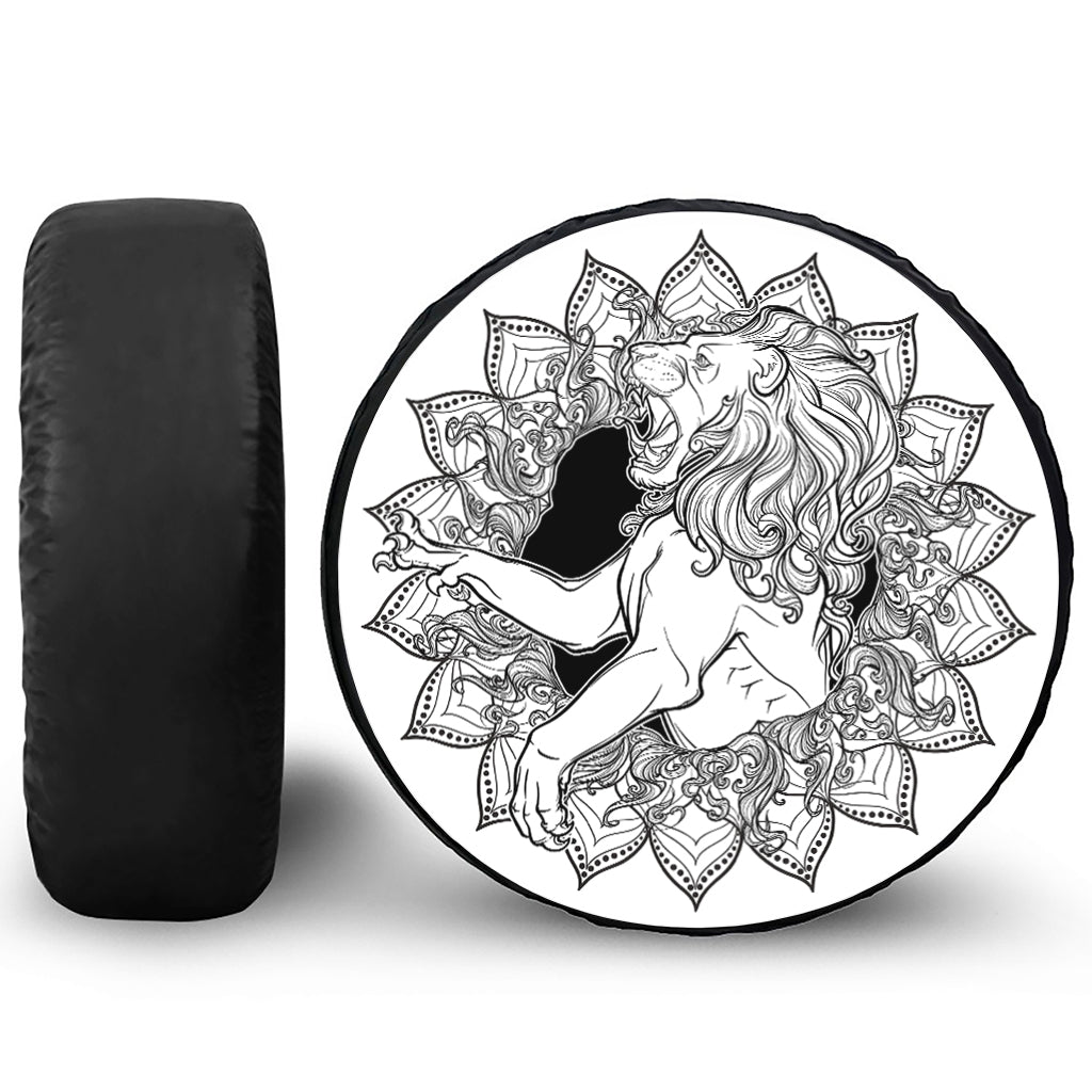 White And Black Leo Sign Print Tire Cover