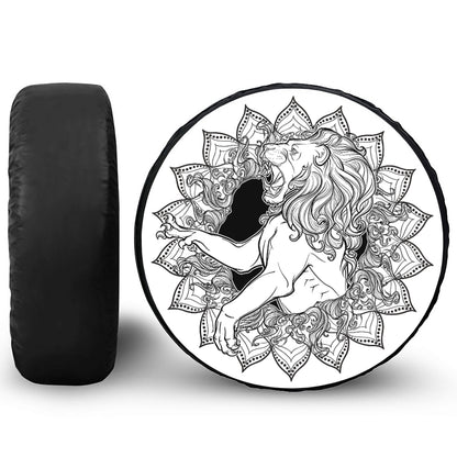 White And Black Leo Sign Print Tire Cover