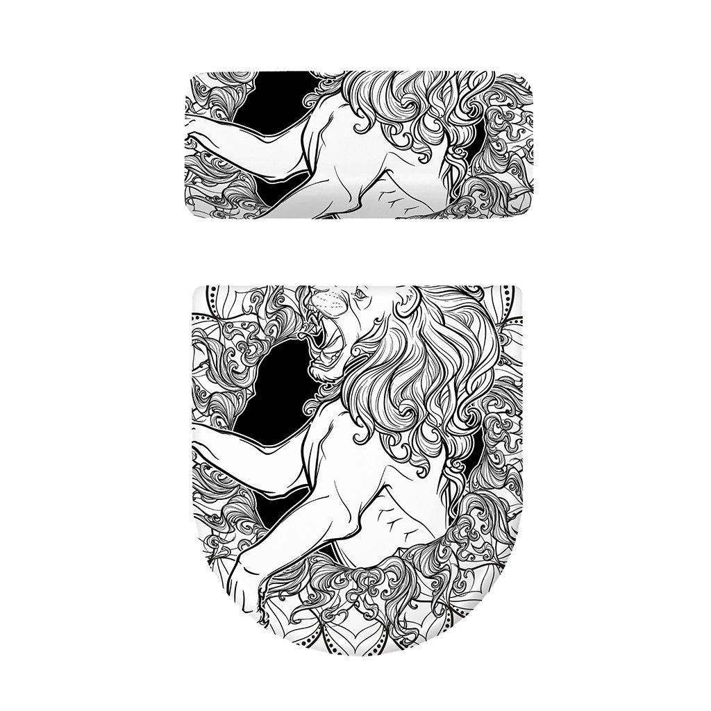 White And Black Leo Sign Print Toilet Lid And Tank Cover Set