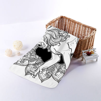 White And Black Leo Sign Print Towel