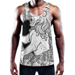 White And Black Leo Sign Print Training Tank Top