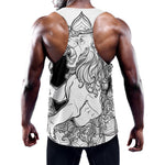 White And Black Leo Sign Print Training Tank Top