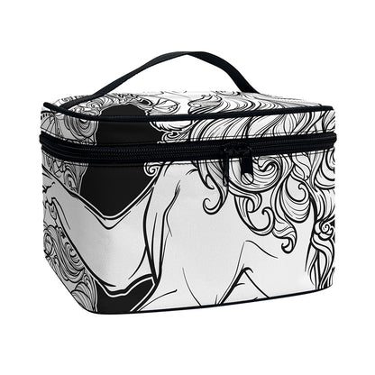 White And Black Leo Sign Print Travel Makeup Bag