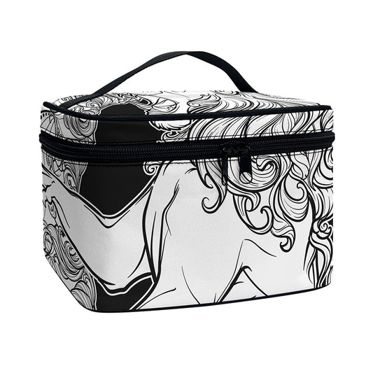 White And Black Leo Sign Print Travel Makeup Bag