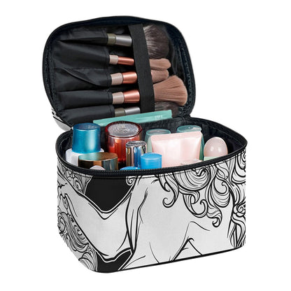 White And Black Leo Sign Print Travel Makeup Bag