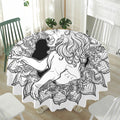 White And Black Leo Sign Print Waterproof Round Tablecloth