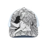 White And Black Leo Sign Print White Mesh Trucker Cap