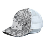 White And Black Leo Sign Print White Mesh Trucker Cap