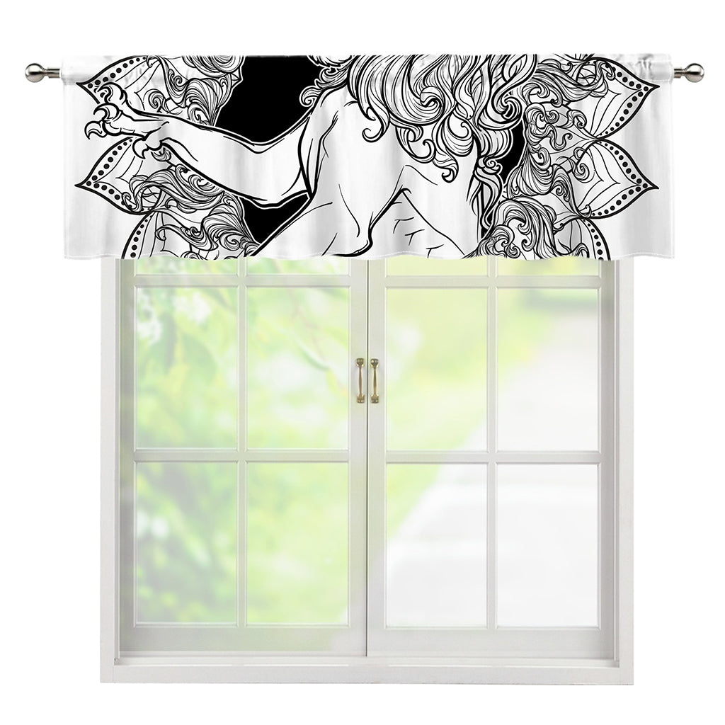 White And Black Leo Sign Print Window Valance