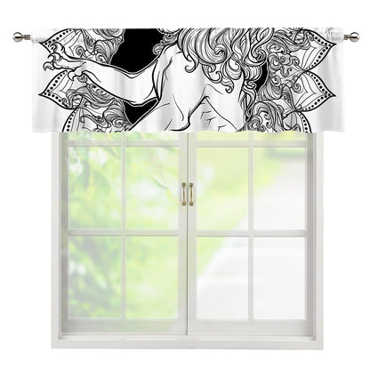 White And Black Leo Sign Print Window Valance