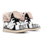 White And Black Leo Sign Print Winter Boots