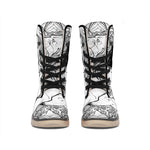 White And Black Leo Sign Print Winter Boots