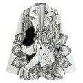 White And Black Leo Sign Print Women's Blazer
