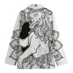 White And Black Leo Sign Print Women's Blazer
