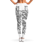 White And Black Leo Sign Print Women's Leggings
