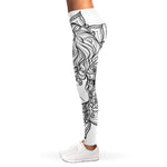 White And Black Leo Sign Print Women's Leggings