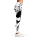 White And Black Leo Sign Print Women's Leggings