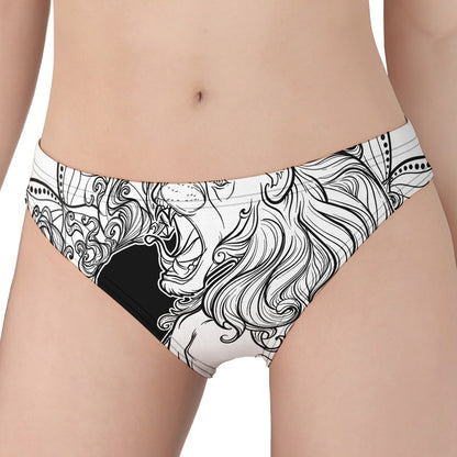 White And Black Leo Sign Print Women's Panties
