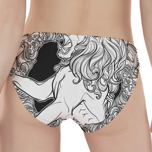 White And Black Leo Sign Print Women's Panties