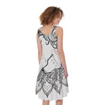 White And Black Leo Sign Print Women's Sleeveless Dress