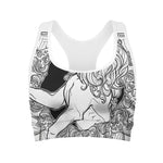 White And Black Leo Sign Print Women's Sports Bra