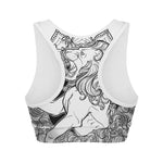 White And Black Leo Sign Print Women's Sports Bra