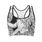 White And Black Leo Sign Print Women's Sports Bra