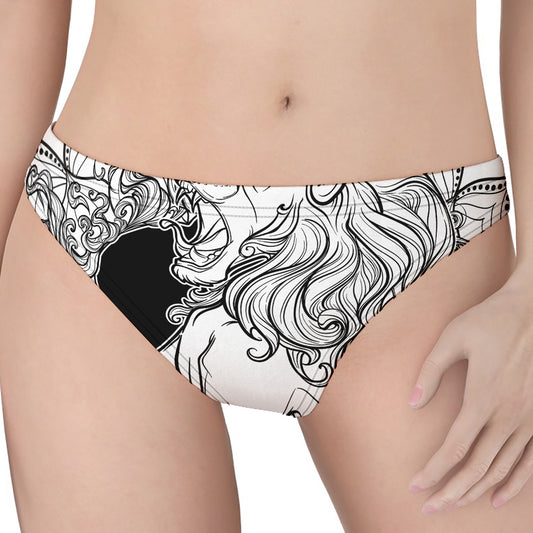 White And Black Leo Sign Print Women's Thong